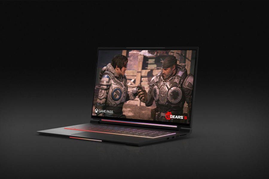 A picture of a gaming laptop running Gears 5