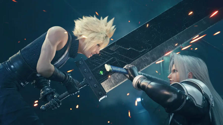 Cloud versus Sephiroth in Final Fantasy VII Remake.