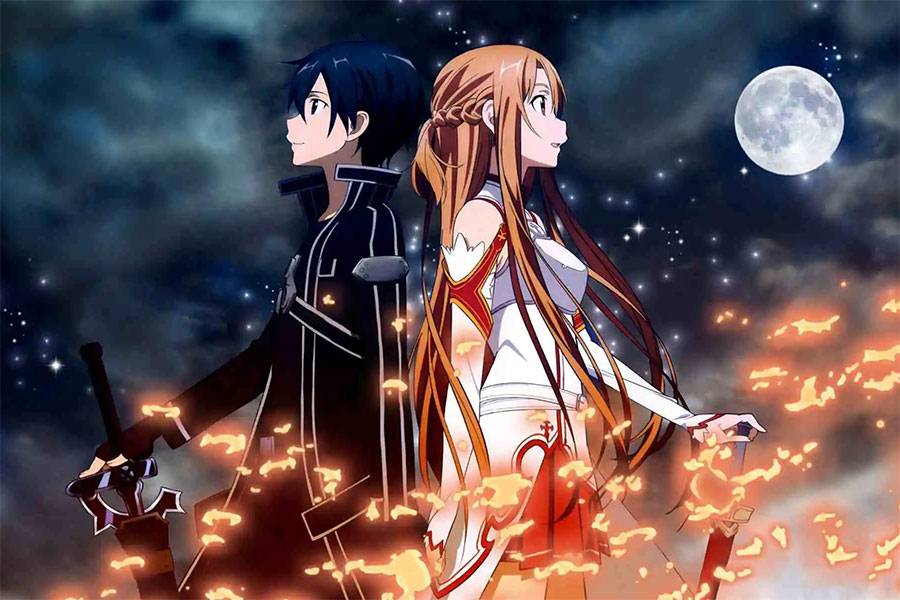 Image of two characters from Sword Art Online.