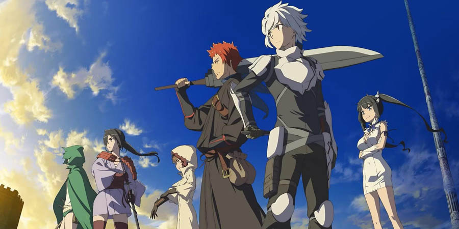 Image of characters standing from Danmachi anime.