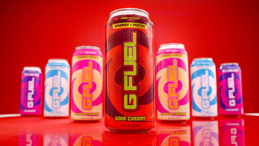 Image of different flavors of G Fuel energy drink.