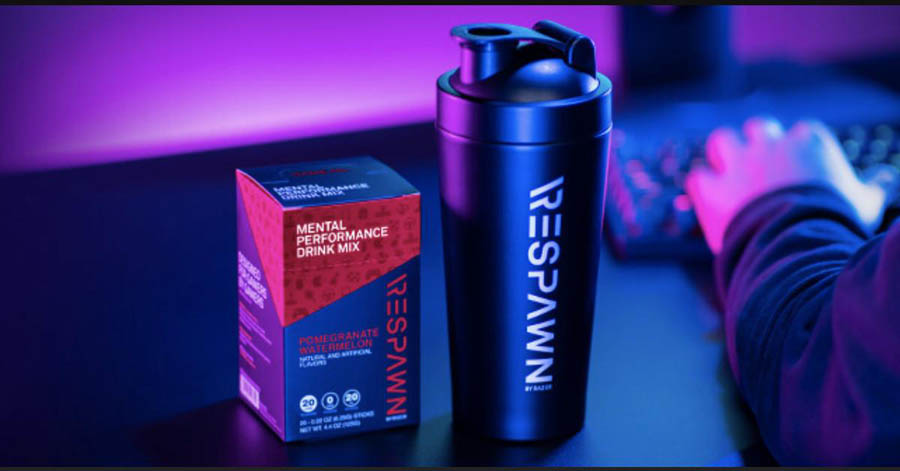 Image of Razer Respawn energy and bottle.