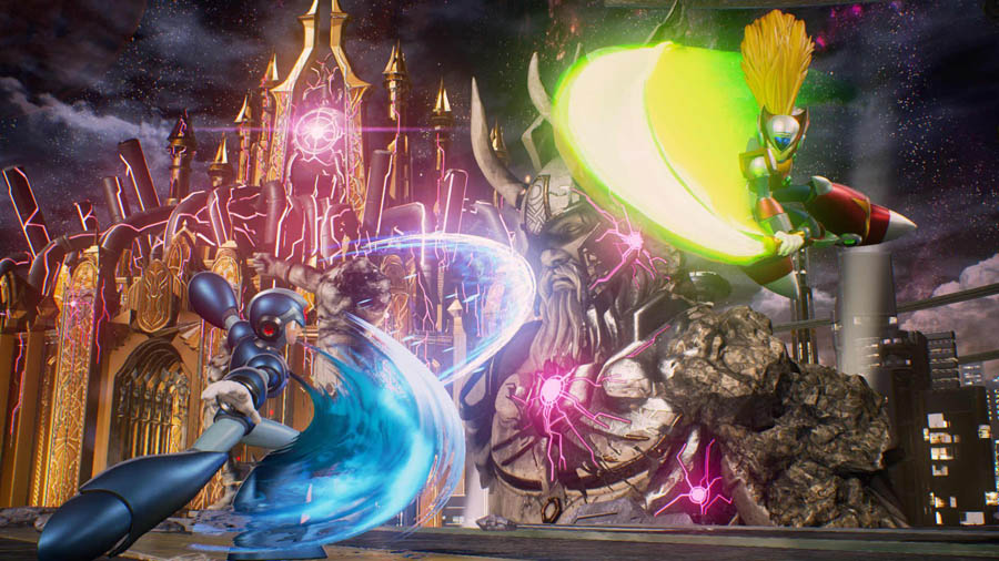 Image of Mega Man fighting gameplay in Marvel vs. Capcom: Infinite.