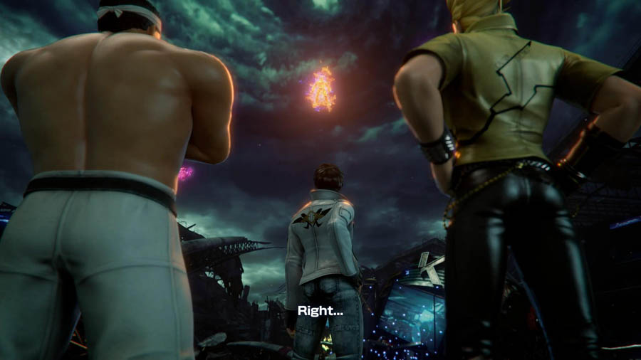 Image of King of Fighters XIV standing and looking at the sky.