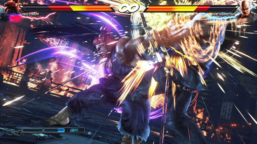 Image of Akuma and Heihachi fighting in Tekken 7.