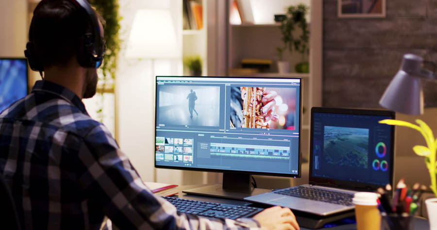 Image of a person editing a video.