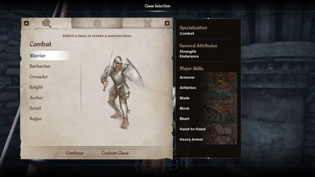 a picture of the Warrior class in The Elder Scrolls IV: Oblivion