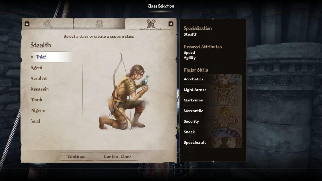 Thief class in The Elder Scrolls IV: Oblivion