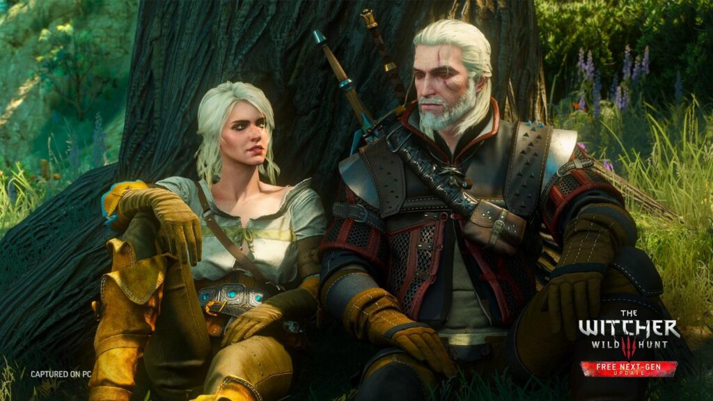 Ciri and Geralt in a screenshot from The Witcher 3: The Wild Hunt.