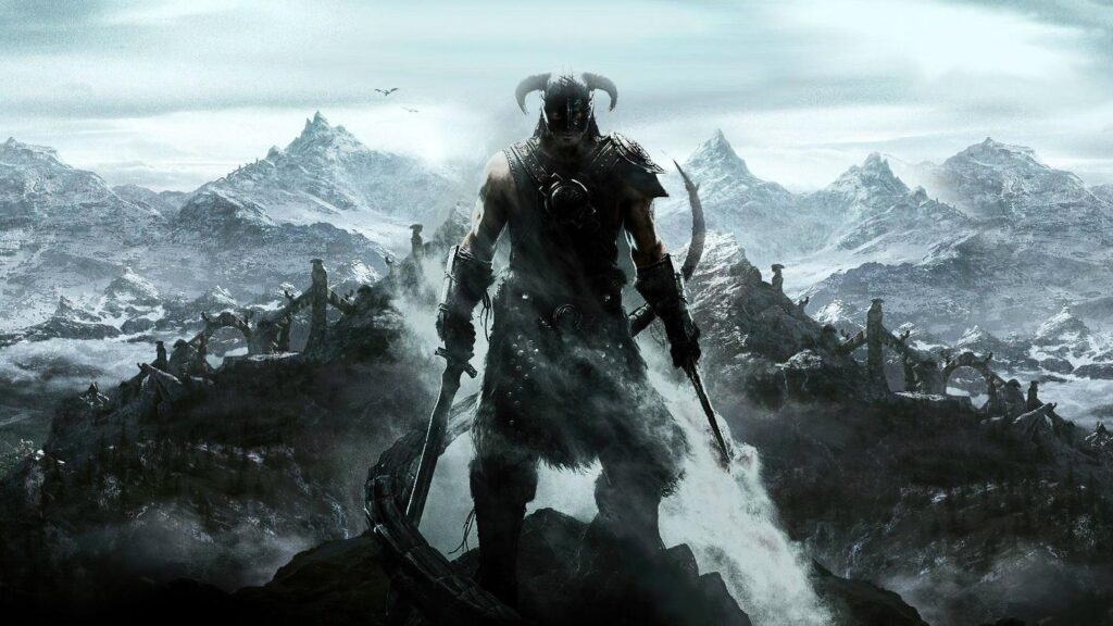 A wallpaper of Skyrim.