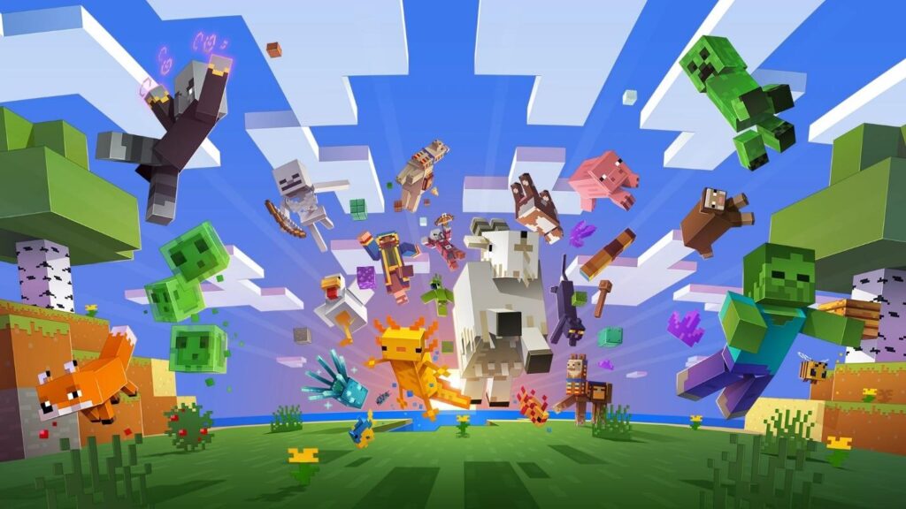 a wallpaper of Minecraft.