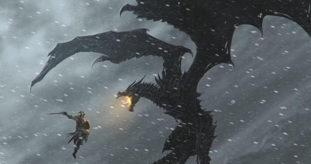 A wallpaper of Skyrim.