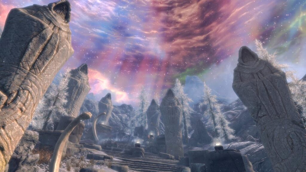 A wallpaper of Skyrim.