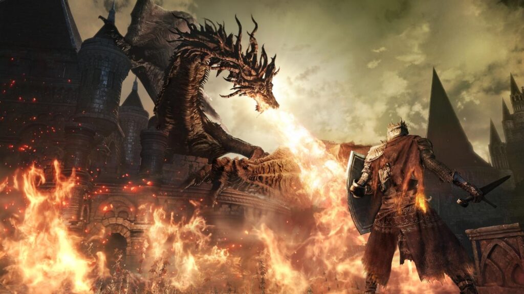 a breathtaking Dragon in Dark Souls 3.