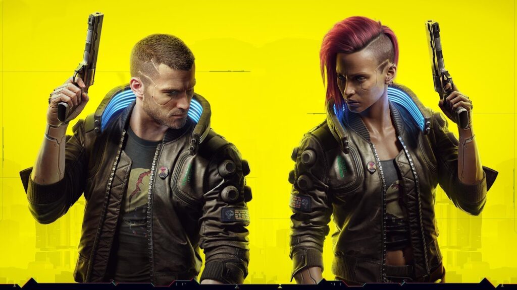 a wallpaper of Cyberpunk 2077. 
