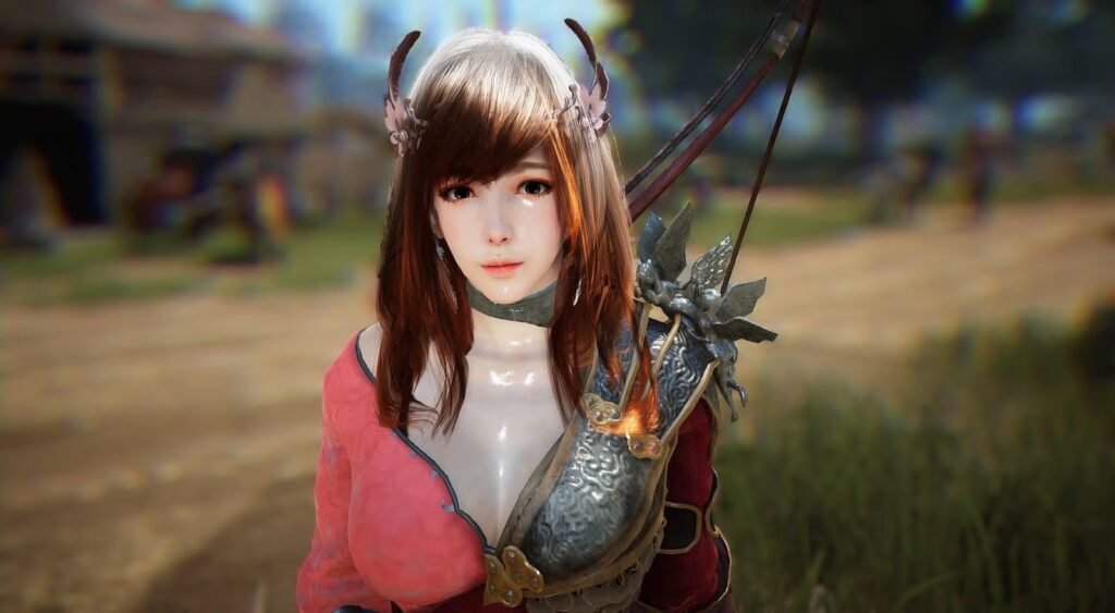  a good-looking girl in a black desert online.
