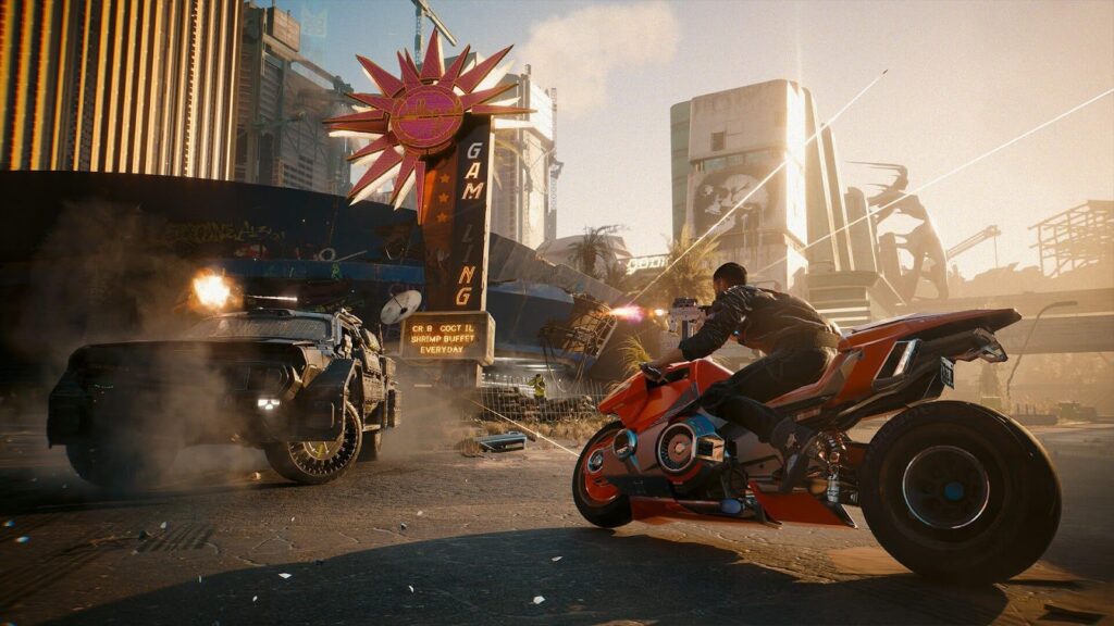 a screenshot of Cyberpunk 2077.
