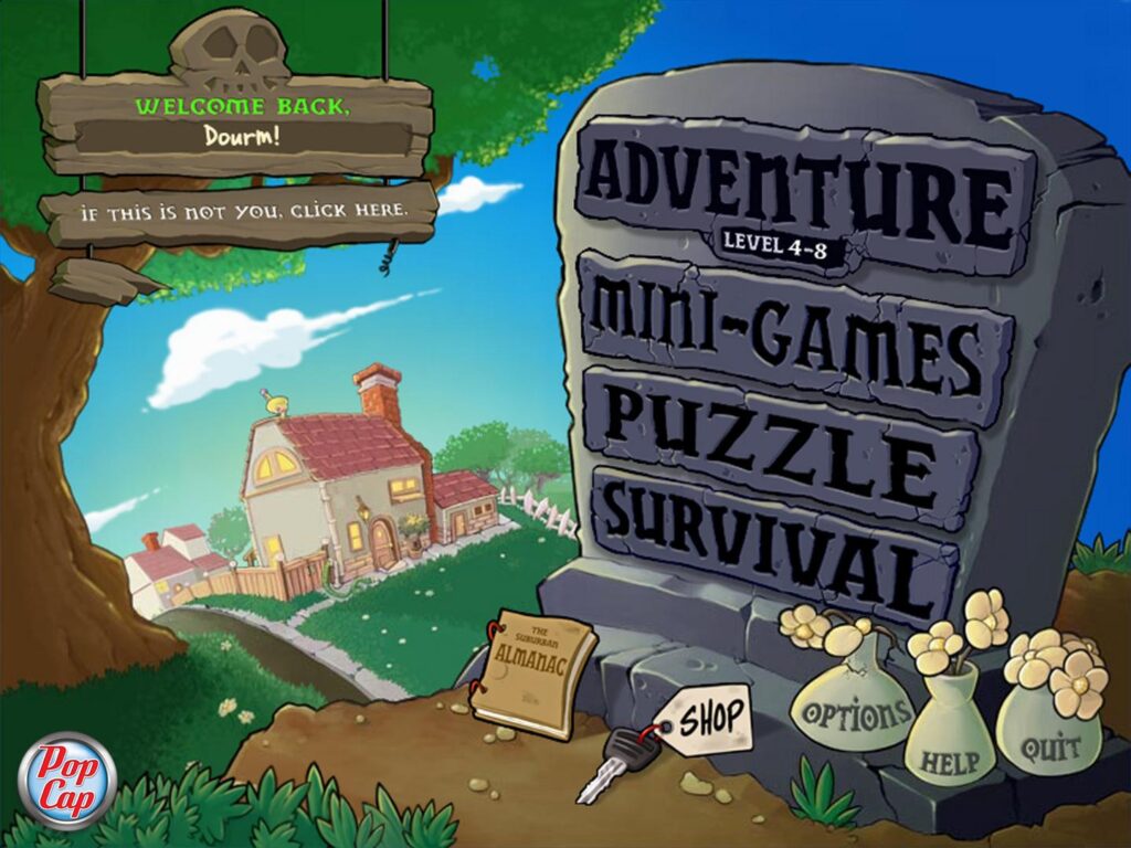 Image of Plants vs. Zombies menu.
