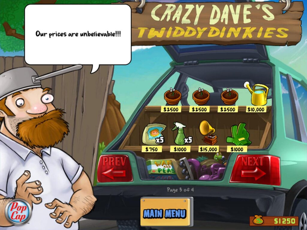 Image of Plants vs. Zombies shop.
