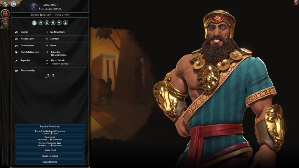 The King Gilgamesh in Civilization VI. 
