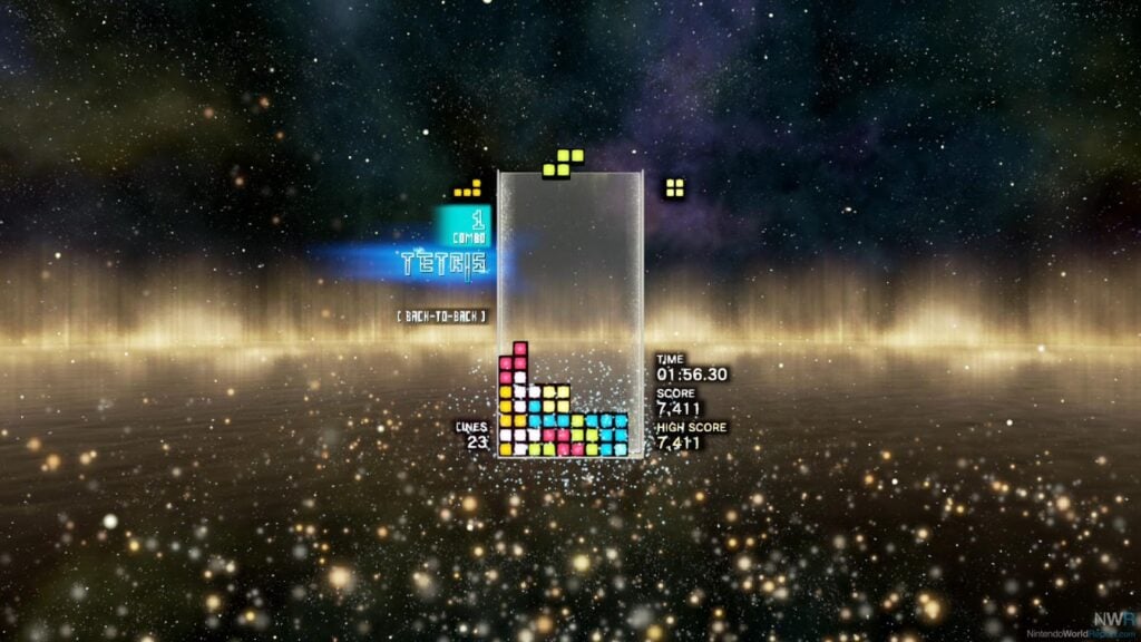 Image of Tetris Effect gameplay.
