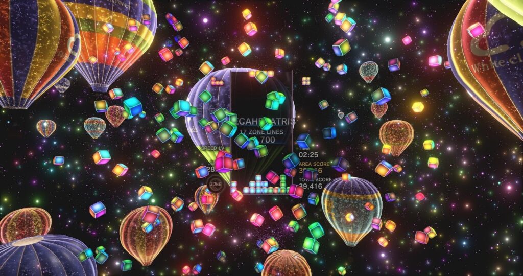Image of Tetris Effect gameplay.
