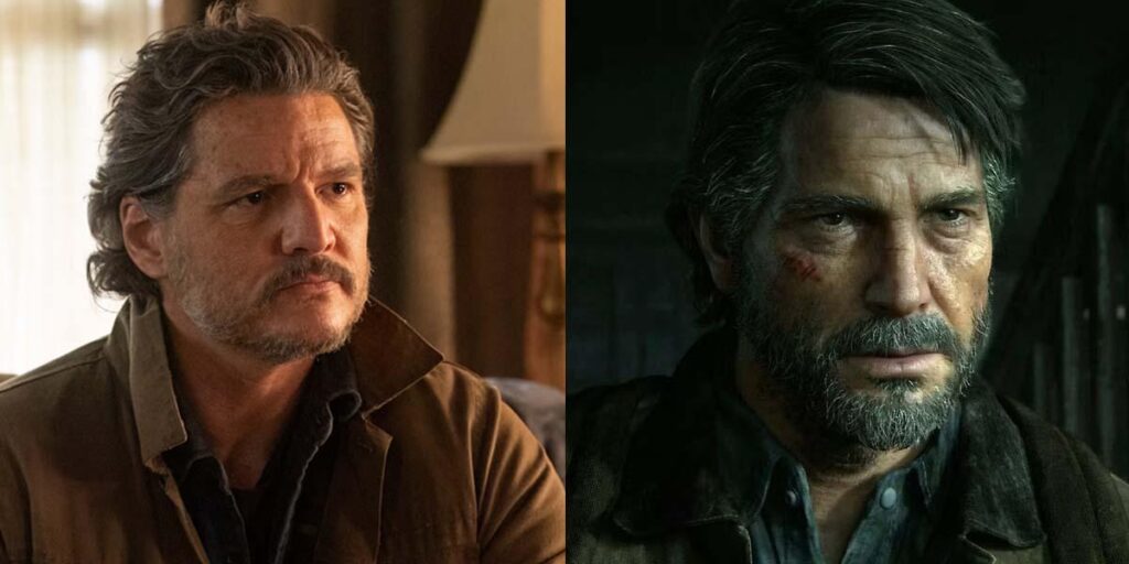 images of Joel from the HBO series and the game series