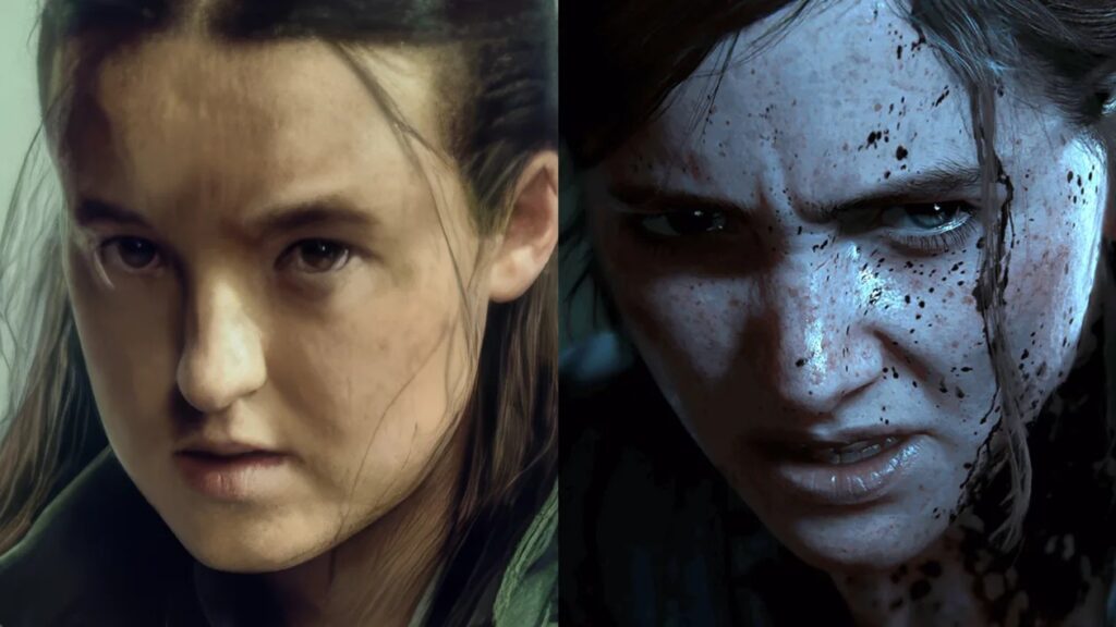 images of Ellie from the HBO series and the game series