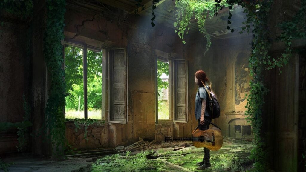 a wallpaper of Ellie from The Last of Us Part II