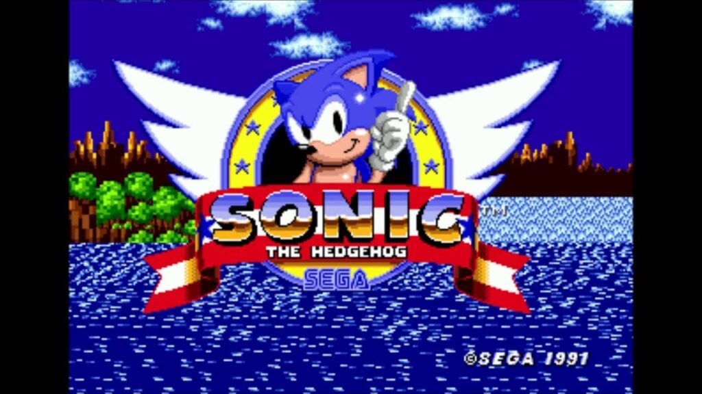 A wallpaper of Sonic the Hedgehog