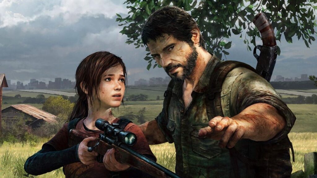 a wallpaper of Joel and Ellie in The Last of Us
