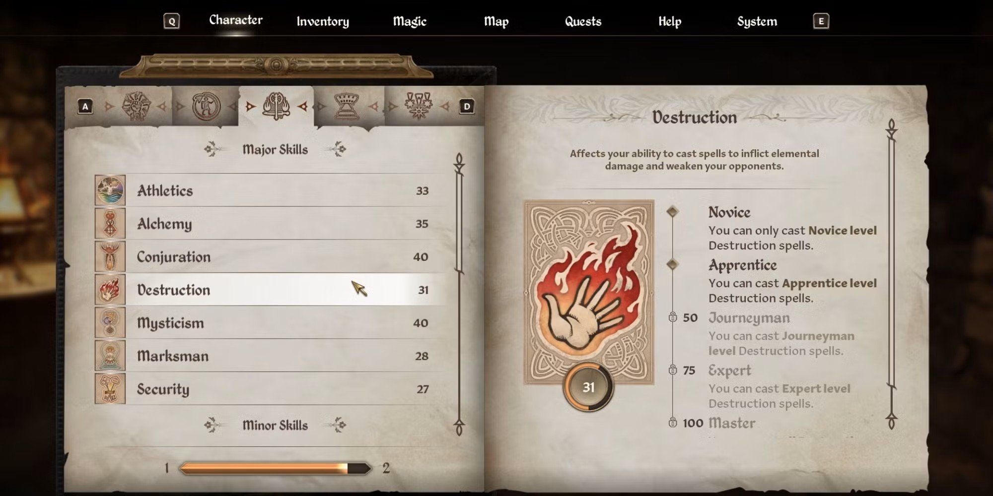 An image of Destruction Skill in The Elder Scrolls IV: Oblivion.