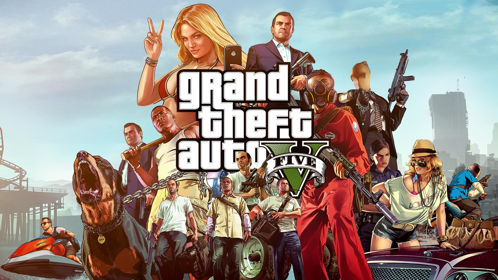 A wallpaper of Grand Theft Auto V.