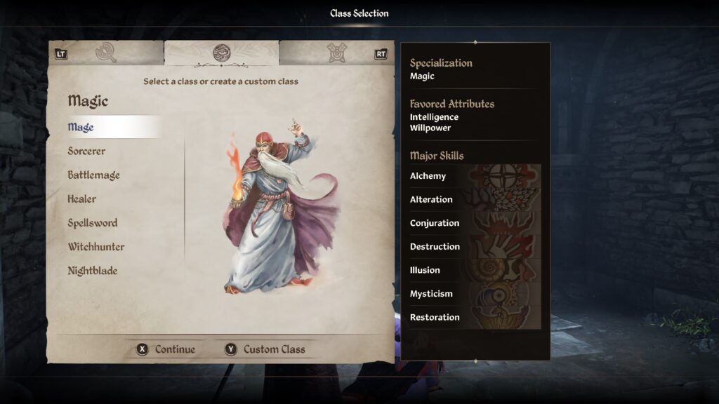 A picture of the Mage Class in The Elder Scrolls IV: Oblivion.