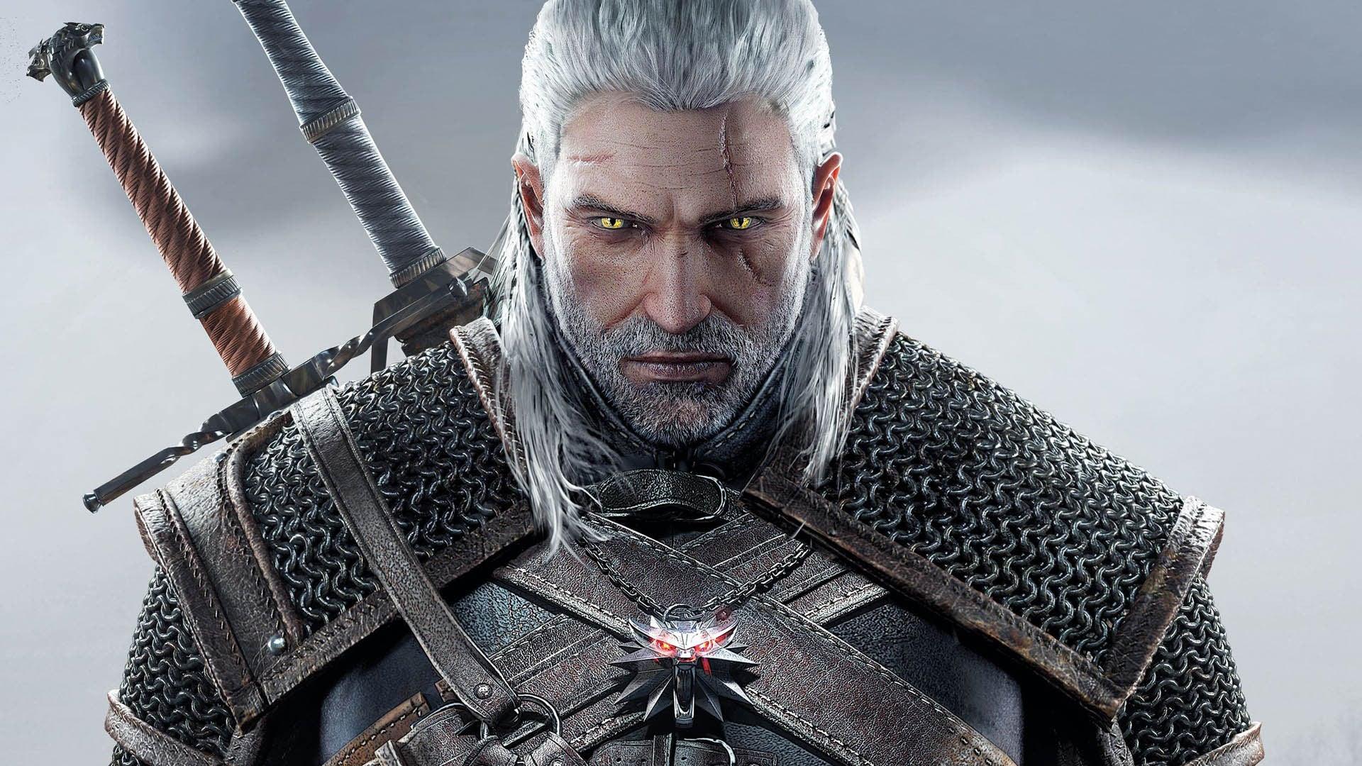 a wallpaper of Geralt from The Witcher 3: Wild Hunt.