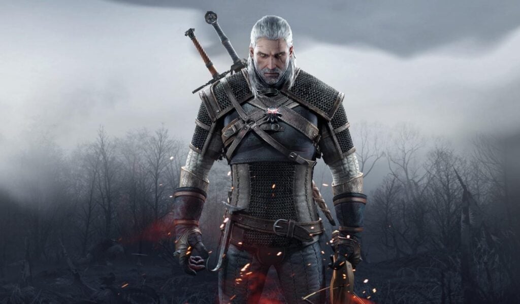 a wallpaper of Geralt in The Witcher 3: The Wild Hunt.