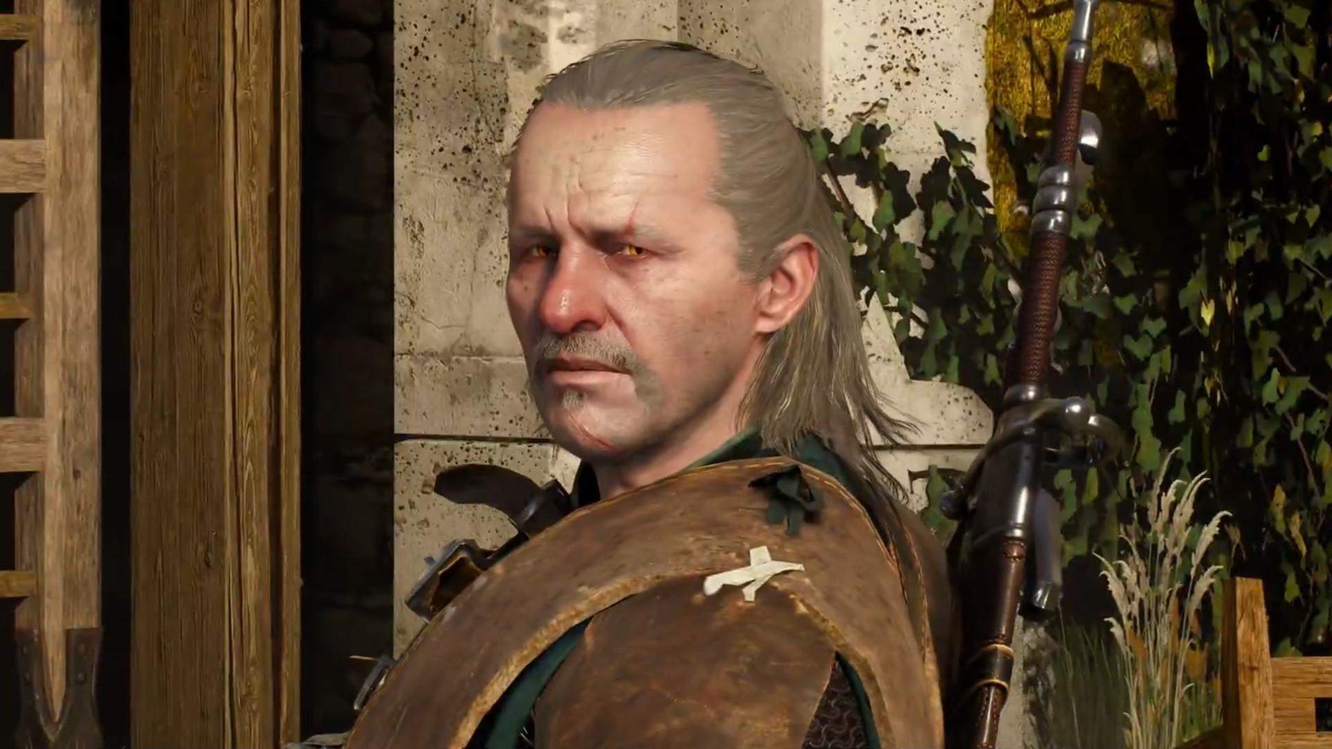a screenshot of Vesemir in The Witcher 3: Wild Hunt.