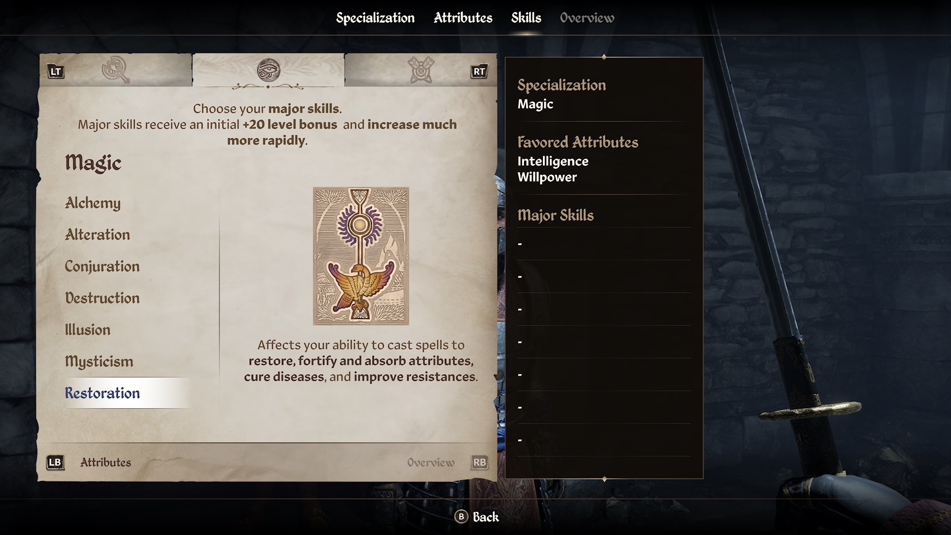 an image of Restoration skill in The Elder Scrolls IV: Oblivion.