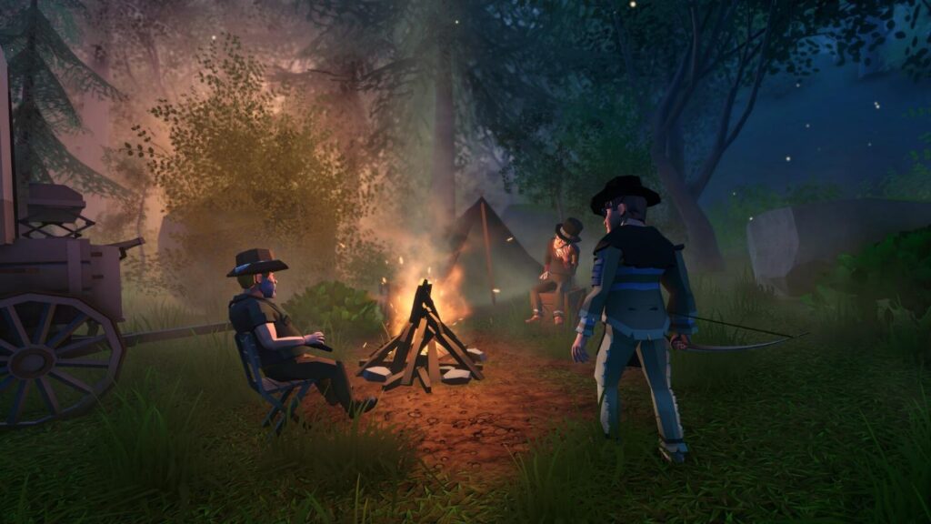 camp with other characters in Forty-Niner.