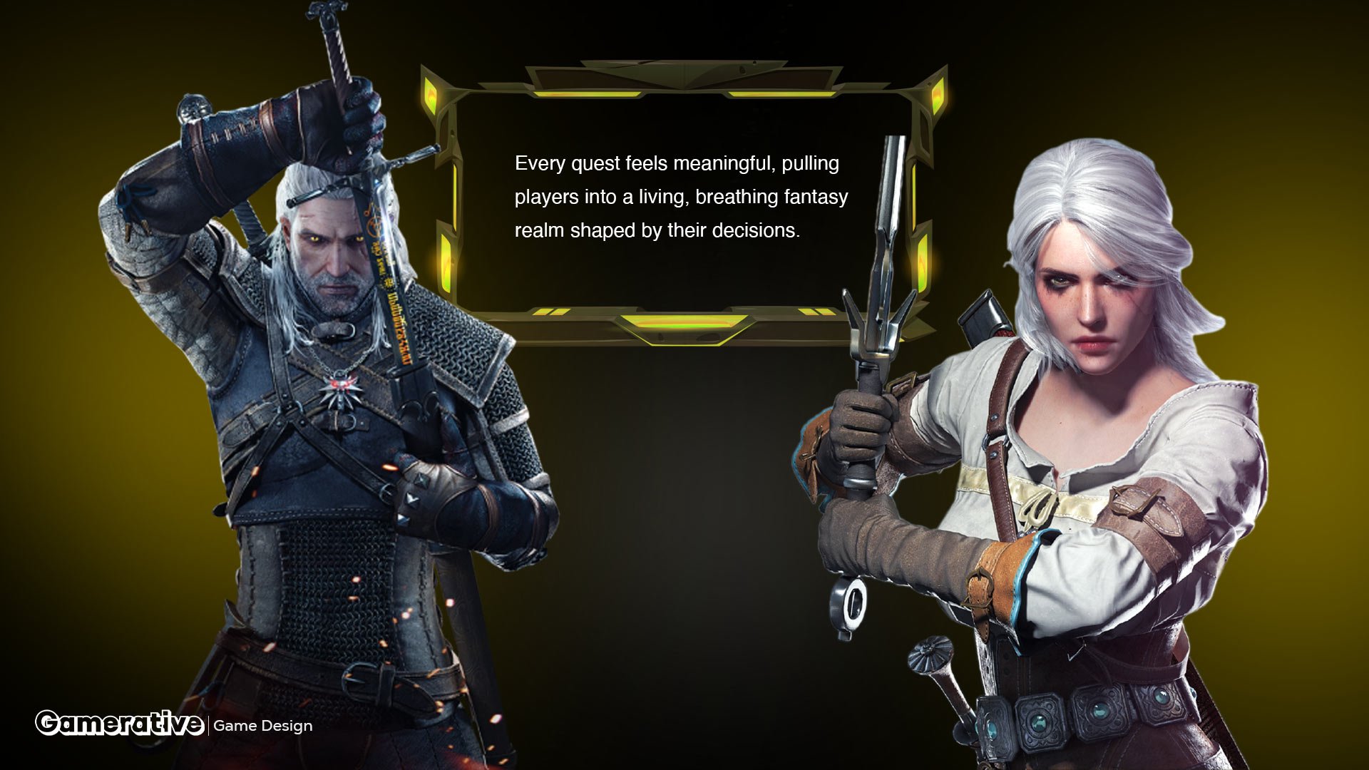 A picture of Geralt and Ciri