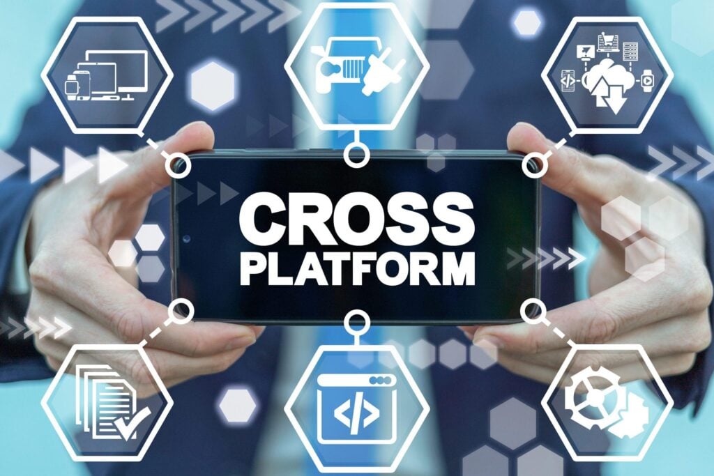 An image of two hands holding a box with Cross Platform written on it
