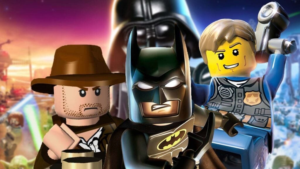 Image of Indiana Jones, Batman, and Police in Lego style