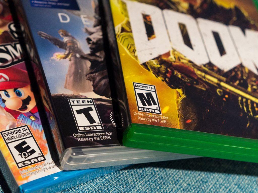a picture of different game boxes like Doom, Destiny, and Super Smash Bros