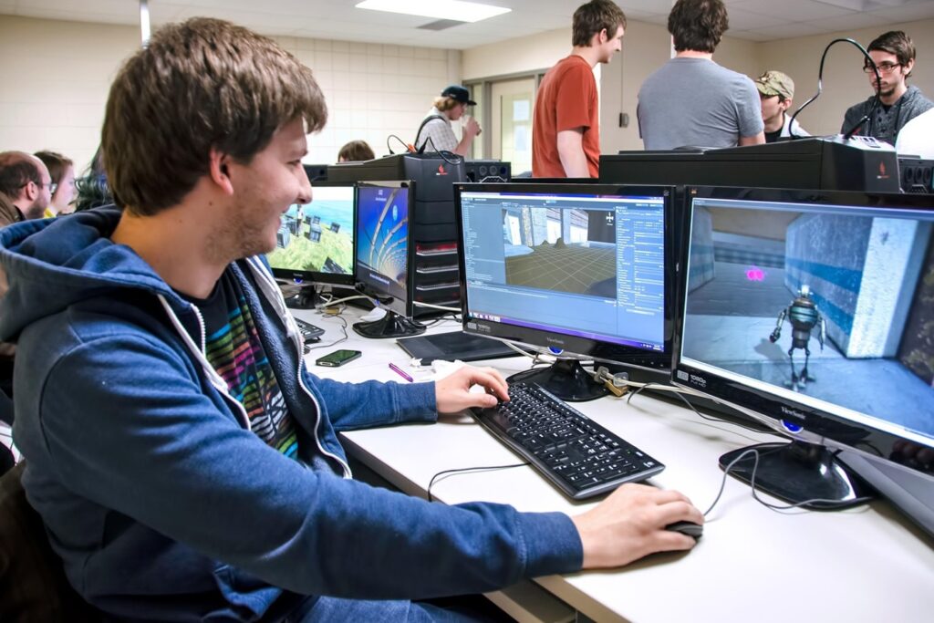 an image of a young game designer while at work