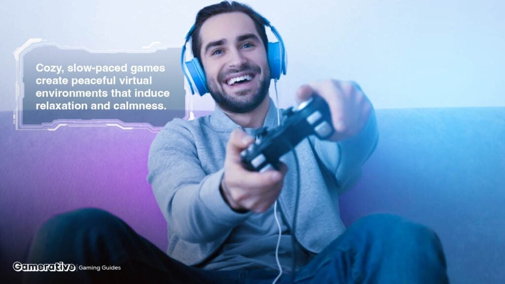 an image of a happy player with a blue headset on his head