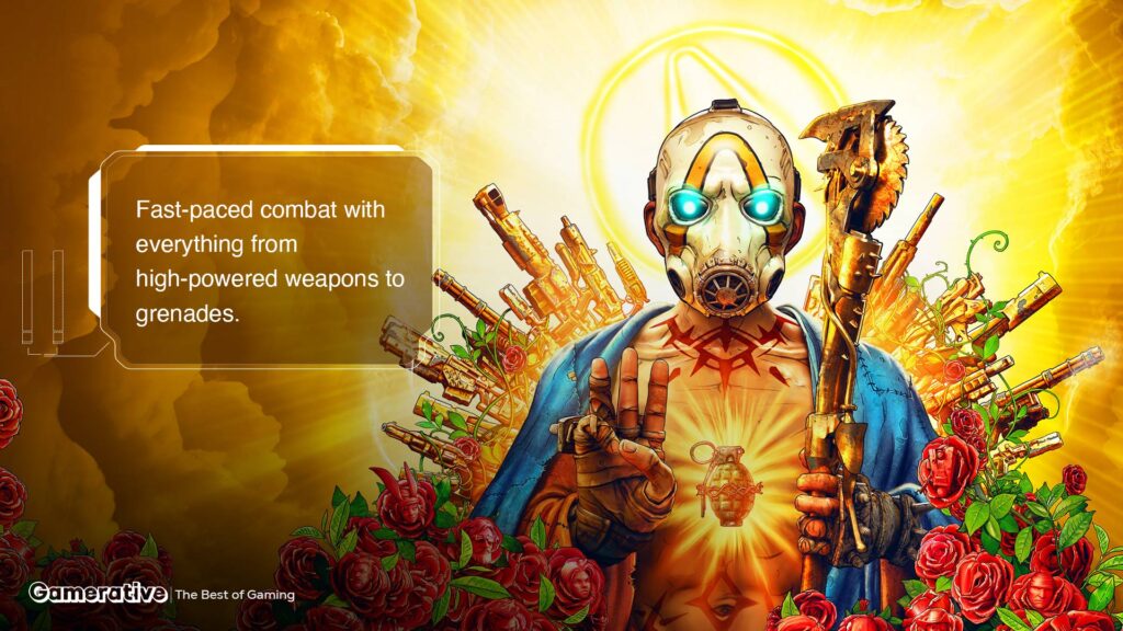 Fast-paced combat with everything from high-powered weapons to grenades in Borderlands