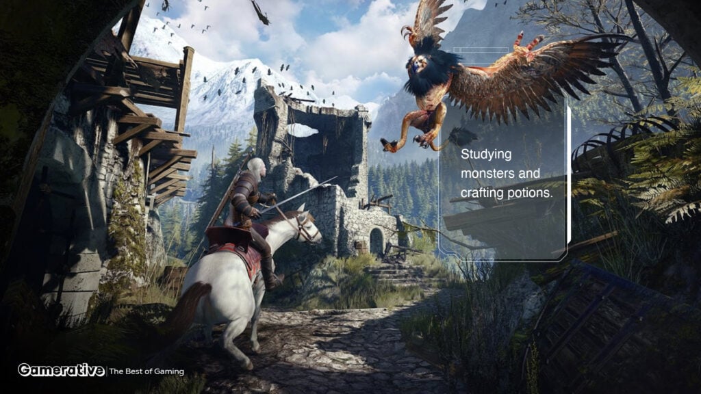 Studying monsters and crafting potions in the Witcher 3