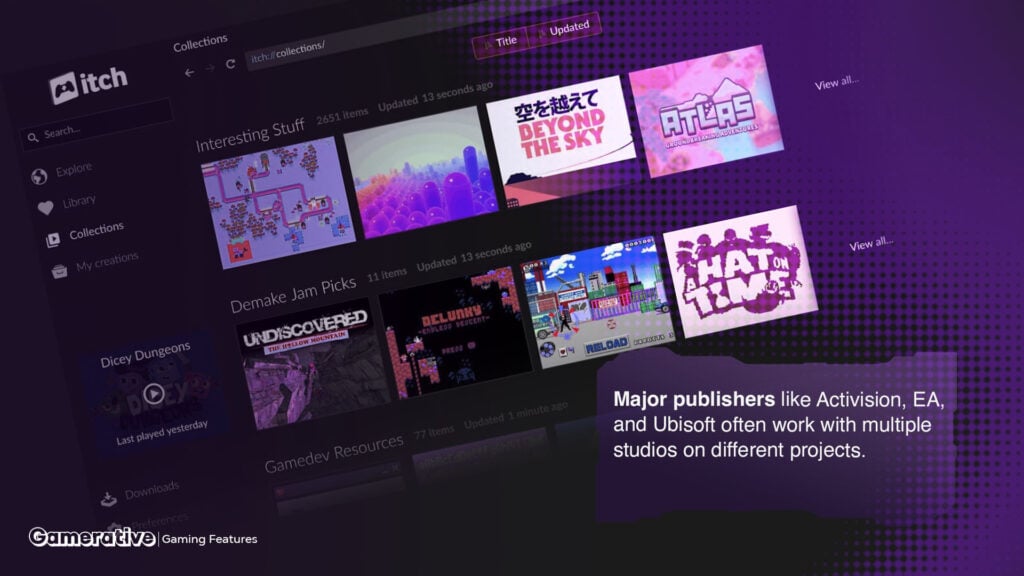 Major publishers like Activision, EA, and Ubisoft often work with multiple studios on different projects.