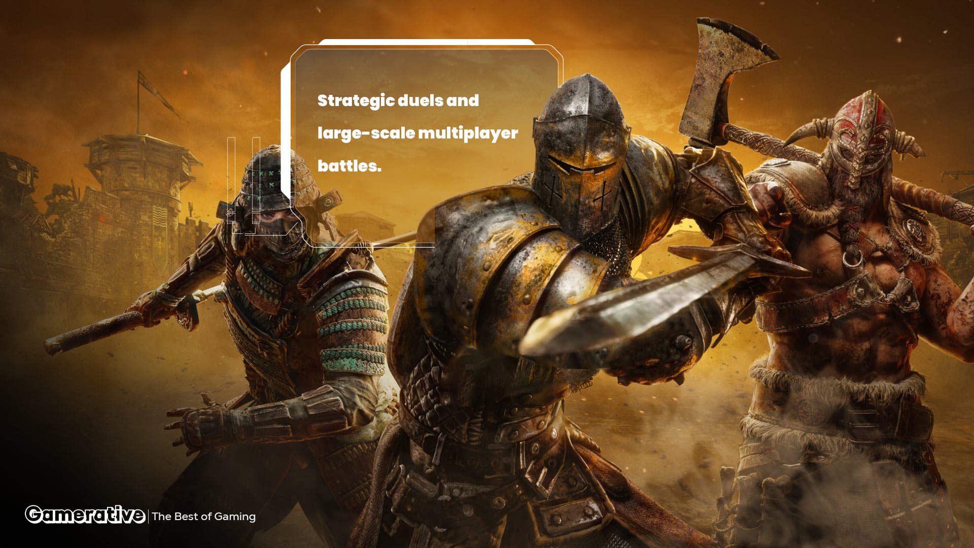 Strategic duels and large-scale multiplayer battles in For Honor.