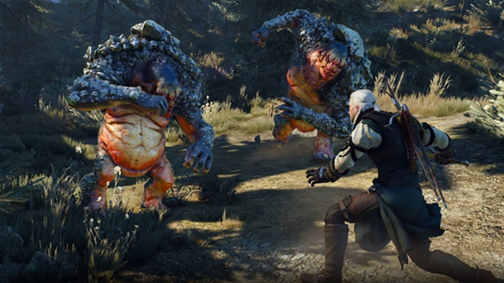 Image of Geralt fighting monsters in The Witcher 3: Wild Hunt